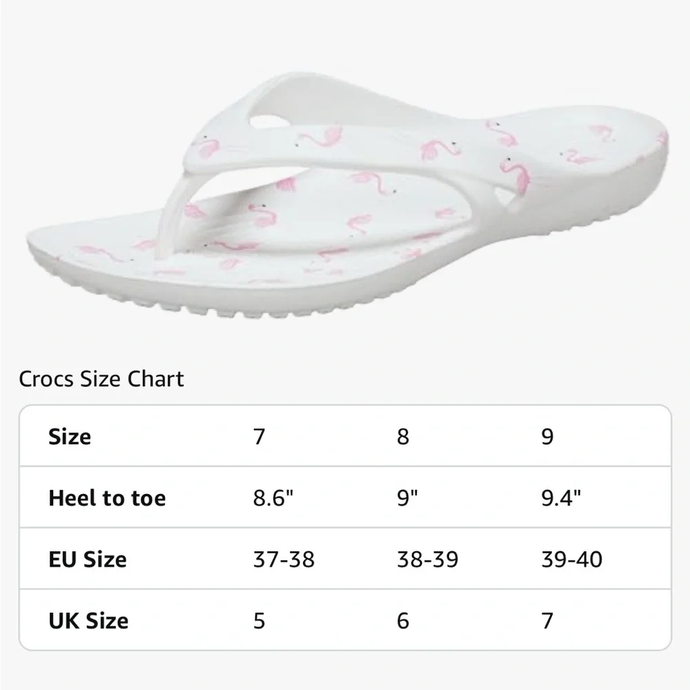 Crocs Kadee II Flamingo Print Flip Flop W 211700-100 Women’s Size 7 - Picture 8 of 8